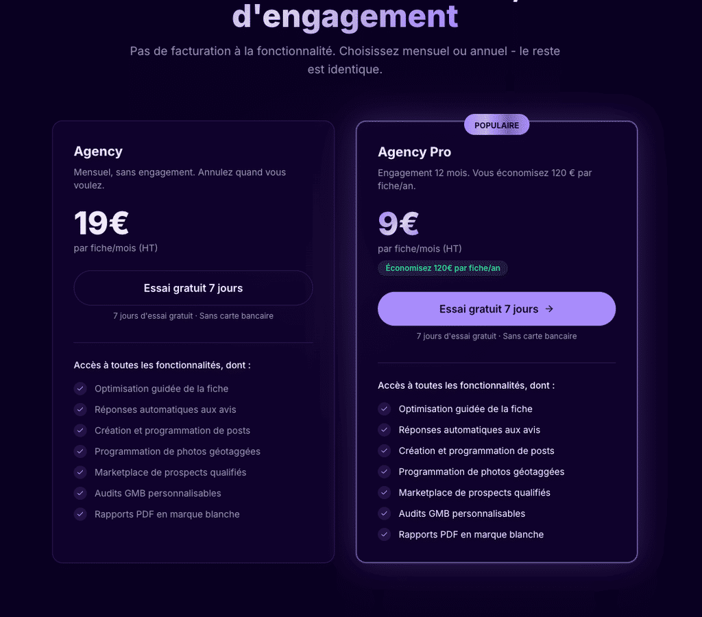 Interface Localnord pour le SEO local